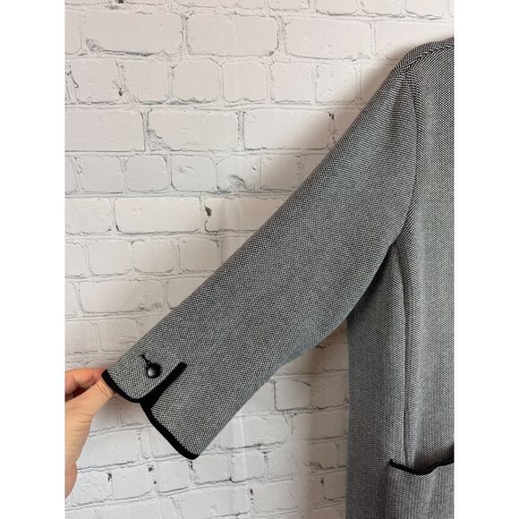 TALBOTS black white birdseye pattern knit silk cotton blazer jacket cardigan XL - Picture 4 of 6